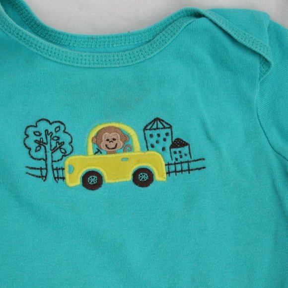 24Mo Boy Set 3-Piece Monkey Car Bodysuit Cute Carters Baby Onesie Short Sleeved - Picture 5 of 11